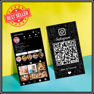 Elegente schwarze Chef-&-Bäckerei-Instagram-QR Visitenkarte