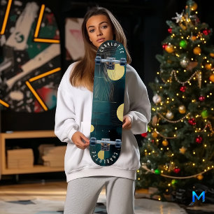 Elegentes, minimalistisches Teal- und Gold-Skatebo Skateboard