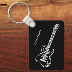 Elegische E-Gitarre Modern Minimal Schwarz Persona Schlüsselanhänger