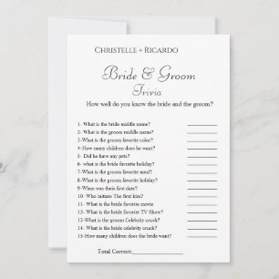 Elegnat Braue & Bräutigam Trivia Brautparty Ankündigung