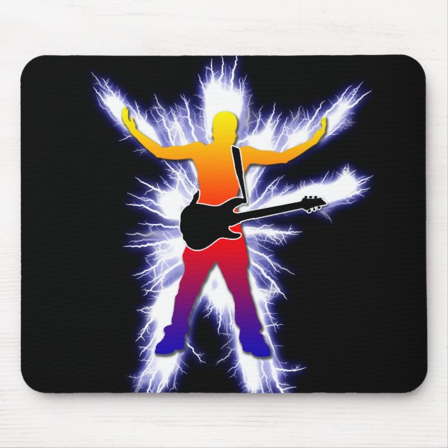 Elektrifizierende Bass-Spieler-Grafik Mousepad (Vorne)