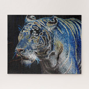 Elektrifizierender Tiger in der Nacht Puzzle