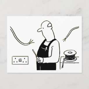 Elektriker Elektrikerleistungen Cartoon Postkarte