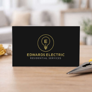 Elektriker für Wohngebiete Minimal Logo Schwarz Visitenkarte