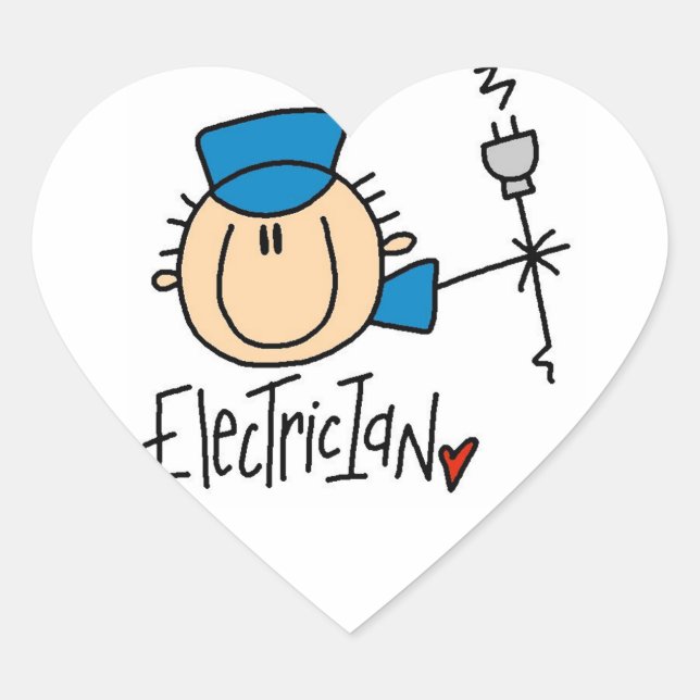 Elektriker Herz-Aufkleber (Vorderseite)