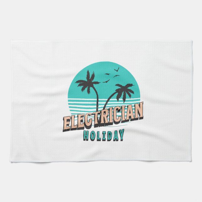 Elektriker Holiday Geschirrtuch (Horizontal)