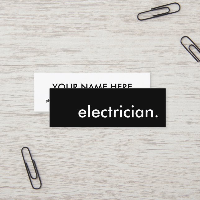 Elektriker. Mini Visitenkarte (Vorderseite/Rückseite Beispiel)