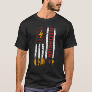 Elektriker Patriotische Amerikanische Flagge Elekt T-Shirt