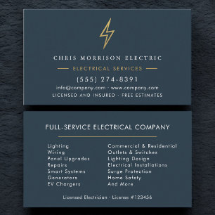 Elektriker – Professionelle blaue Elektrounternehm Visitenkarte