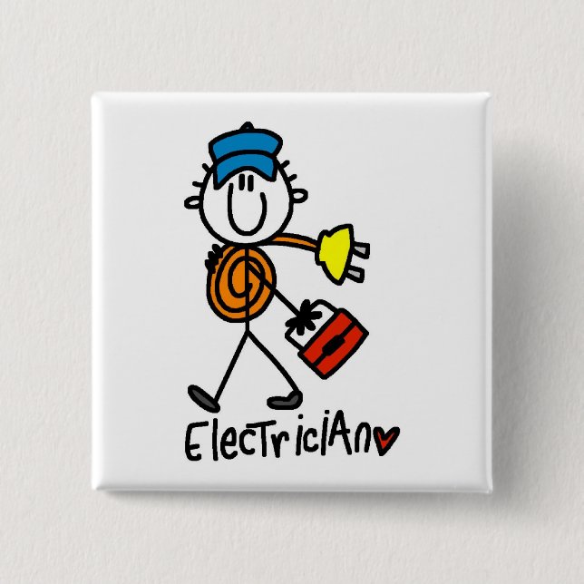 Elektriker-Strichmännchen Button (Vorderseite)