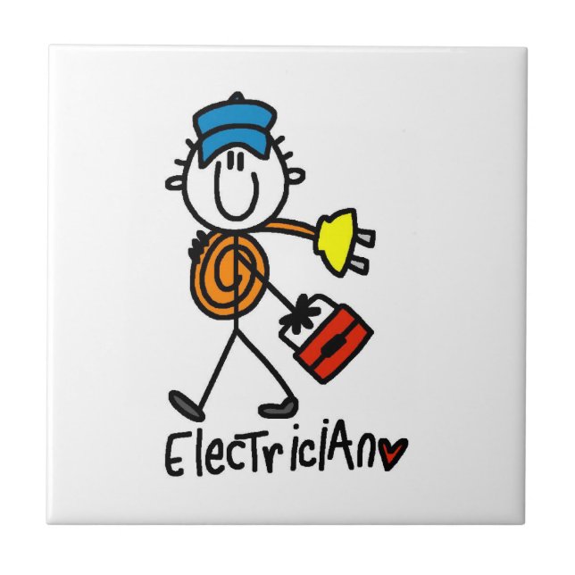 Elektriker-Strichmännchen Fliese (Vorderseite)