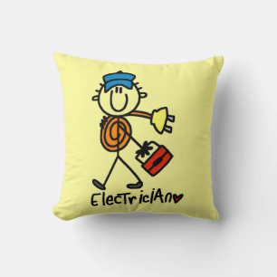 Elektriker-Strichmännchen Kissen