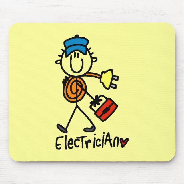 Elektriker-Strichmännchen Mousepad (Vorne)