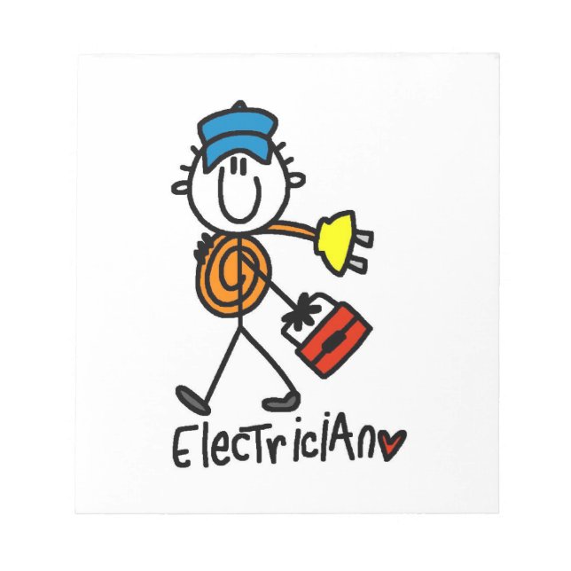 Elektriker-Strichmännchen Notizblock (Vorderseite)
