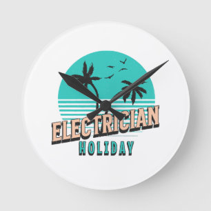 Elektriker Urlaub Runde Wanduhr