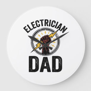Elektriker-Vater Vintage-Stichvektor-Shirt-Des Große Wanduhr