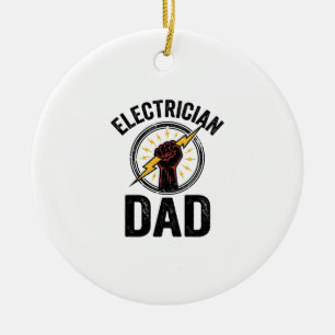 Elektriker-Vater Vintage-Stichvektor-Shirt-Design Keramik Ornament