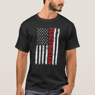 Elektriker Vintage Amerikanische USA-Flagge Lustig T-Shirt