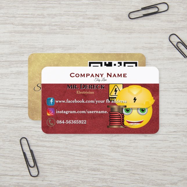 Elektriker Visitenkarte (Vorderseite/Rückseite Beispiel)
