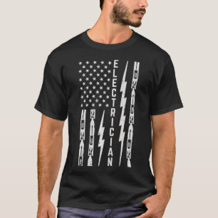 Elektriker Werkzeuge, Blitz & Amerikanische Flagge T-Shirt