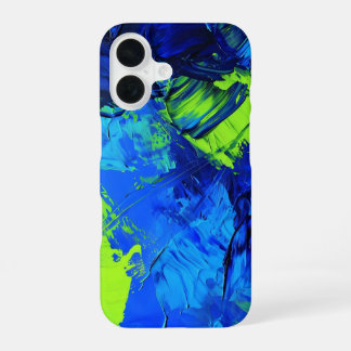 Elektrisch Blau und Grüne Pinselstriche _ iPhone-H iPhone 16 Hülle