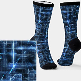 Elektrisch blaue Abstrakte Leuchten auf schwarz Socken