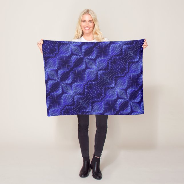 Elektrisch Blaue Abstrakte Wellen Fleece-Decke Fleecedecke (Beispiel)