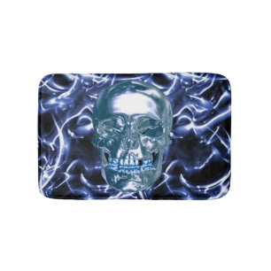 Elektrisch Blaue Chrom-Totenkopf-Badematte Badematte