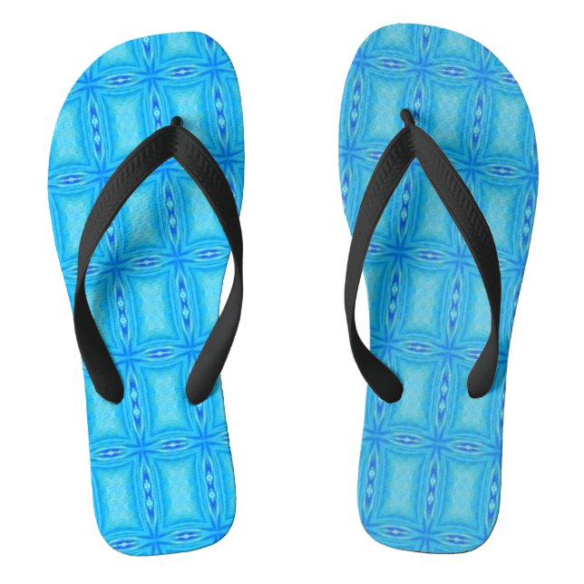Elektrisch blaue geometrische Kunst Flip Flops (Fußbett)