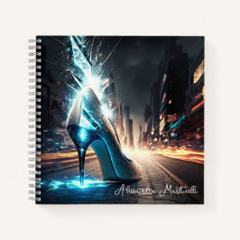 Elektrisch blaue High Heel City Szene Personalisie Notizbuch