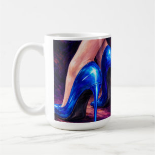 Elektrisch Blaue High Heels Mode Abstrakte Malerei Kaffeetasse