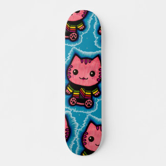 Elektrisch blaue Niedlich rosa Katzenoptik Skateboard