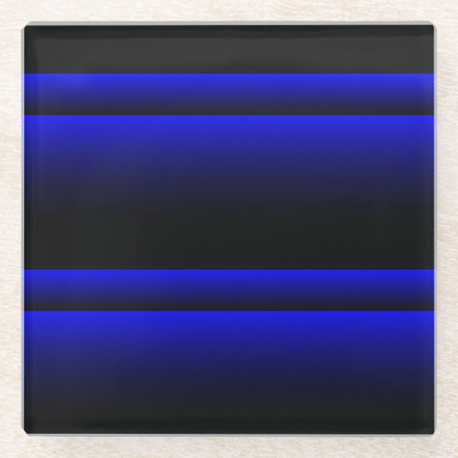 Elektrisch-blaue Streifen Glasuntersetzer (Vorderseite)