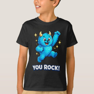 Elektrisch Blauer Monster You Rock Springender Ste T-Shirt