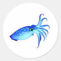 Elektrisch Blauer Neon-Tintenfisch-Aufkleber - Tie