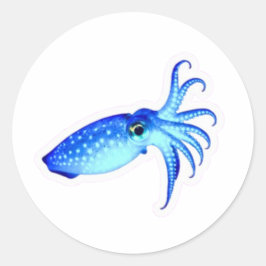 Elektrisch Blauer Neon-Tintenfisch-Aufkleber - Tie Runder Aufkleber
