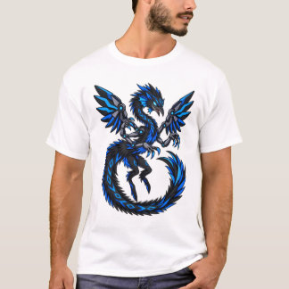 Elektrisch Blaues Cybernetisches Drachen-Futuristi T-Shirt