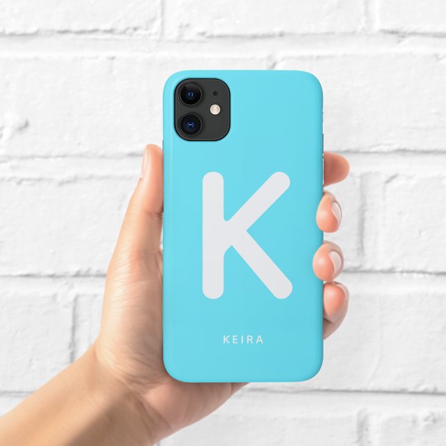 Elektrisch Cyan Blau Monogramm-Handyhülle Case-Mate iPhone Hülle (Von Creator hochgeladen)