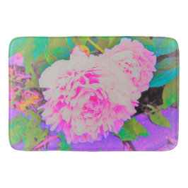 Elektrisch-rosa-Peonies im farbenfrohen Garten Badematte