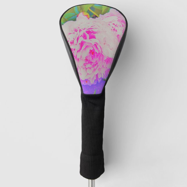 Elektrisch-rosa-Peonies im farbenfrohen Garten Golf Headcover (Vorderseite)