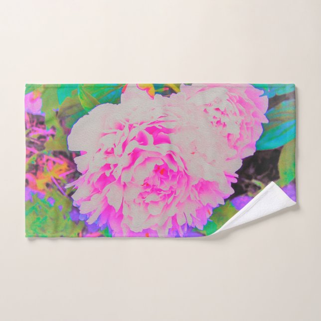 Elektrisch-rosa-Peonies im farbenfrohen Garten Handtuch (Handtuch)