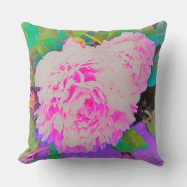 Elektrisch-rosa-Peonies im farbenfrohen Garten Kissen
