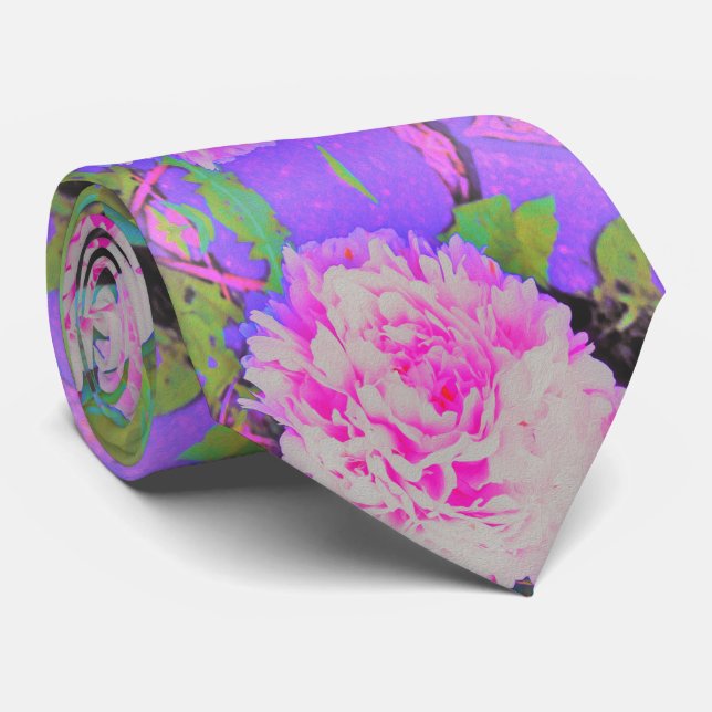 Elektrisch-rosa-Peonies im farbenfrohen Garten Krawatte (Gerollt)