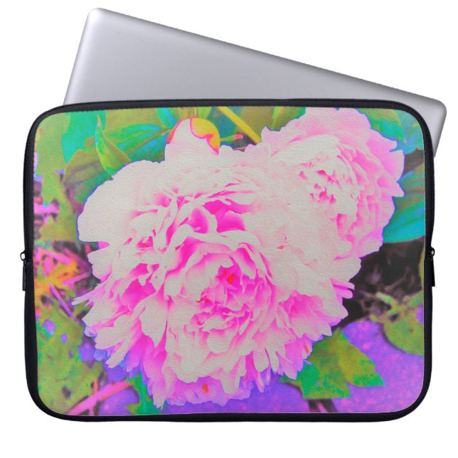 Elektrisch-rosa-Peonies im farbenfrohen Garten Laptopschutzhülle (Vorderseite)