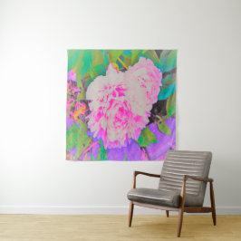 Elektrisch-rosa-Peonies im farbenfrohen Garten Wandteppich