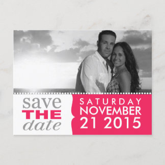Elektrisch rosa Süße Anfänge Save the Date Foto Ankündigungspostkarte
