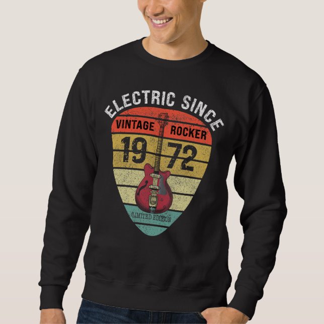 Elektrisch seit 1972 - Vintages Rocker-Plektrum Sweatshirt (Vorderseite)