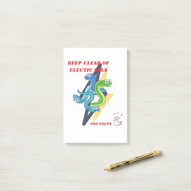 Elektrische Aale behalten Post-it Klebezettel (Auf Schreibtisch)