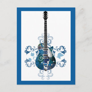 ELEKTRISCHE BLAUE GRUNGE SWIRL VECTORS GITARMUSIK  POSTKARTE