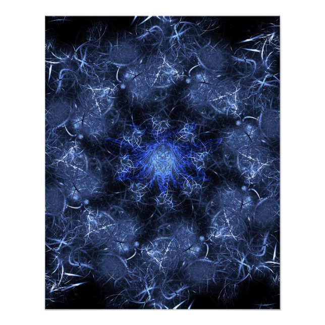 Elektrische Blaue Plasma-Fraktal-Kunst Poster (Vorderseite)